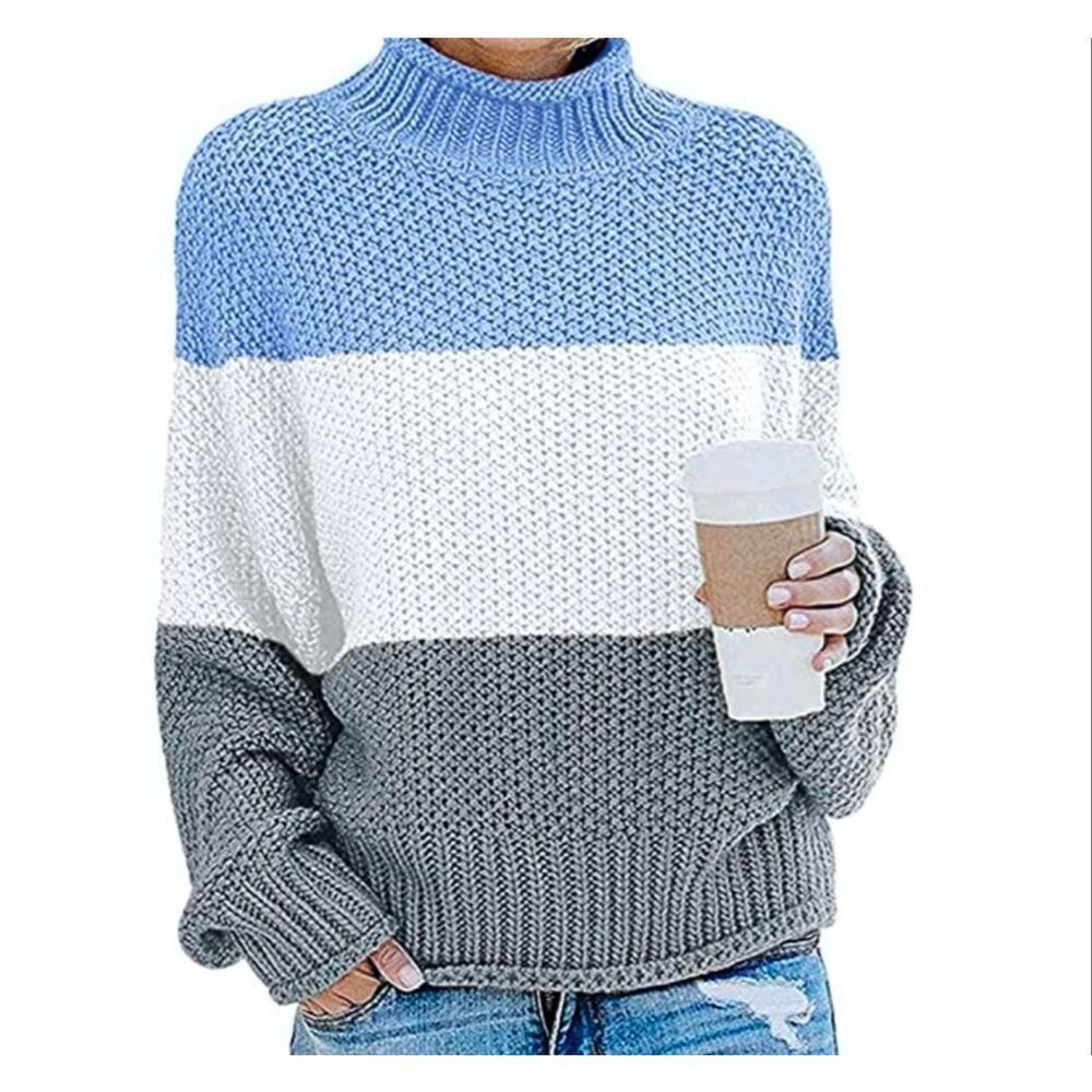 Tecrew Womens Color Block MockNeck  Cable Knit Sweater Size small